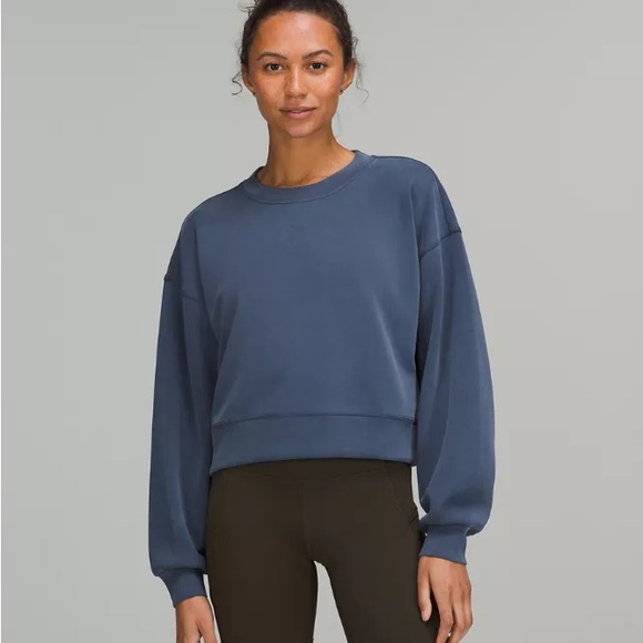 LULULEMON Blue Perfectly Cropped Softstreme Sweatshirt - Picture 1 of 5